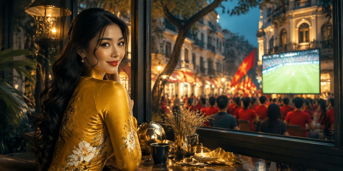 Người dùng Hà Nội xem kèo bóng đá trực tuyến tại bigboss trong trang phục áo dài truyền thống