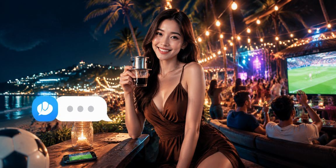 Người dùng tại Phú Quốc nghiên cứu kèo thể thao trực tuyến bên ly cà phê buổi sáng